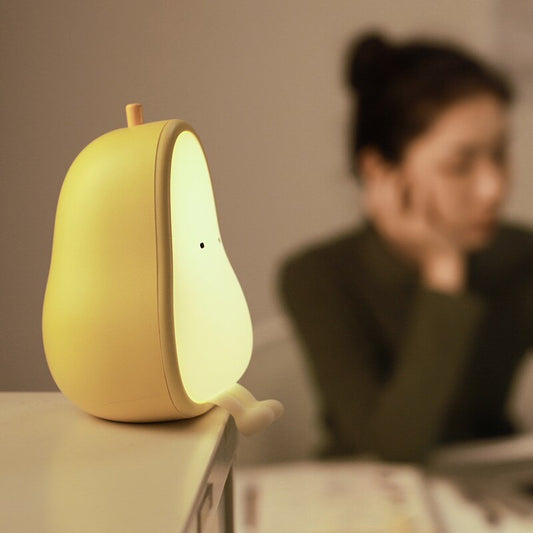 Cute Pear Fruit Night Light Gift for Kids Girl Portable Atmosphere Lamp for Bedroom,Silicone Nursery Stuff,Kawaii Room Decor Toy