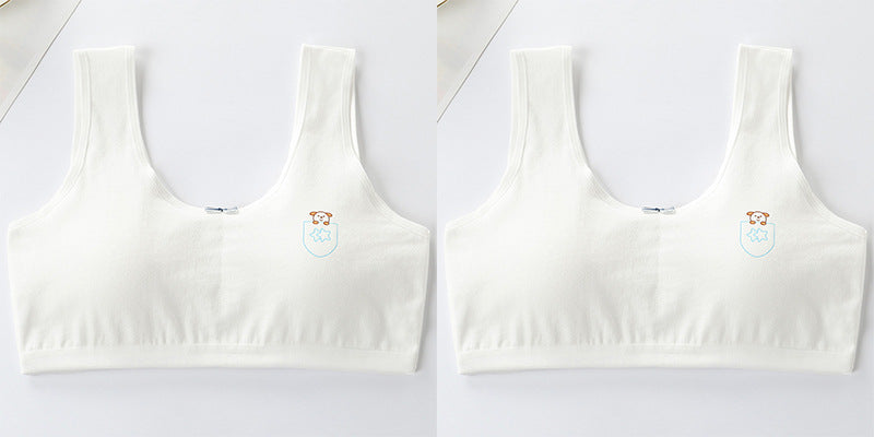 Underwear female primary school development period 8-9-12-16 years old vest cotton girl junior high school student anti-convex point bra