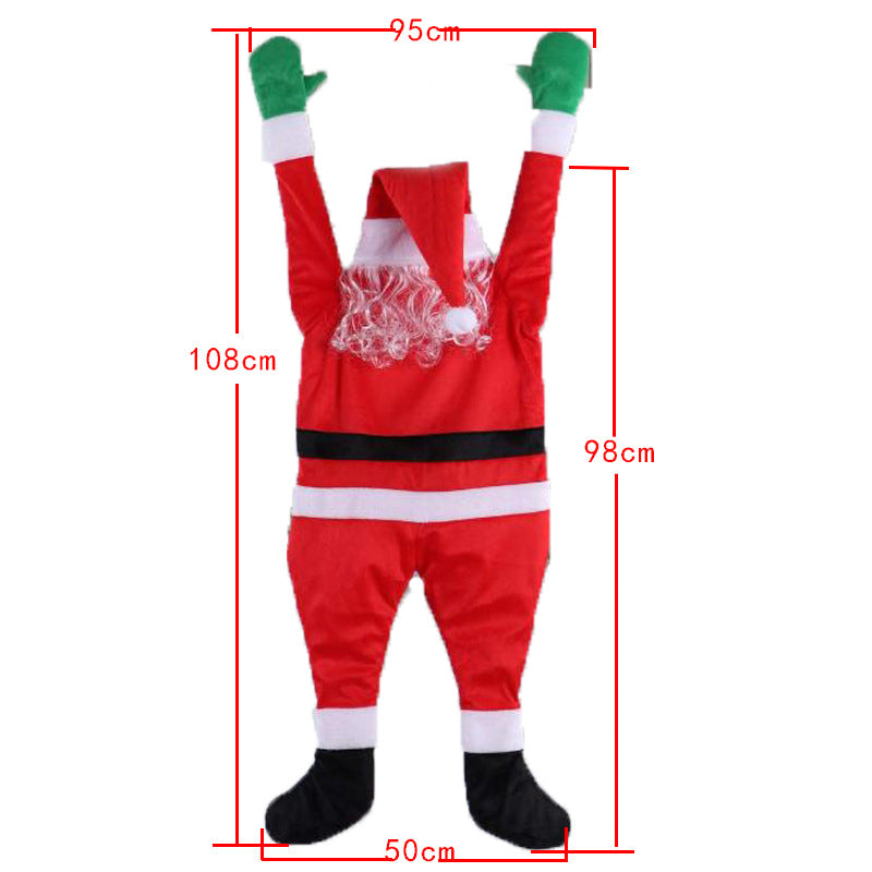 2021 New Flannel Santa Claus Climbing Wall Decoration Clothes Hanging Gifts Holiday Gifts Cross-border E-commerce