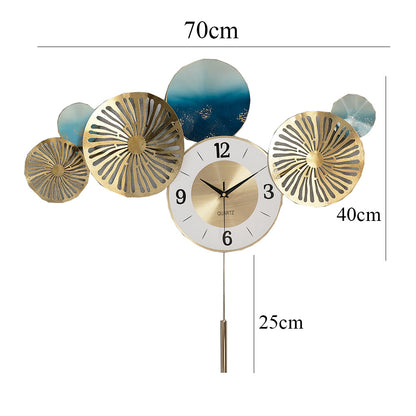 New Chinese porch pendant wrought iron European living room wall decoration wall clock Nordic modern creative swing wall clock