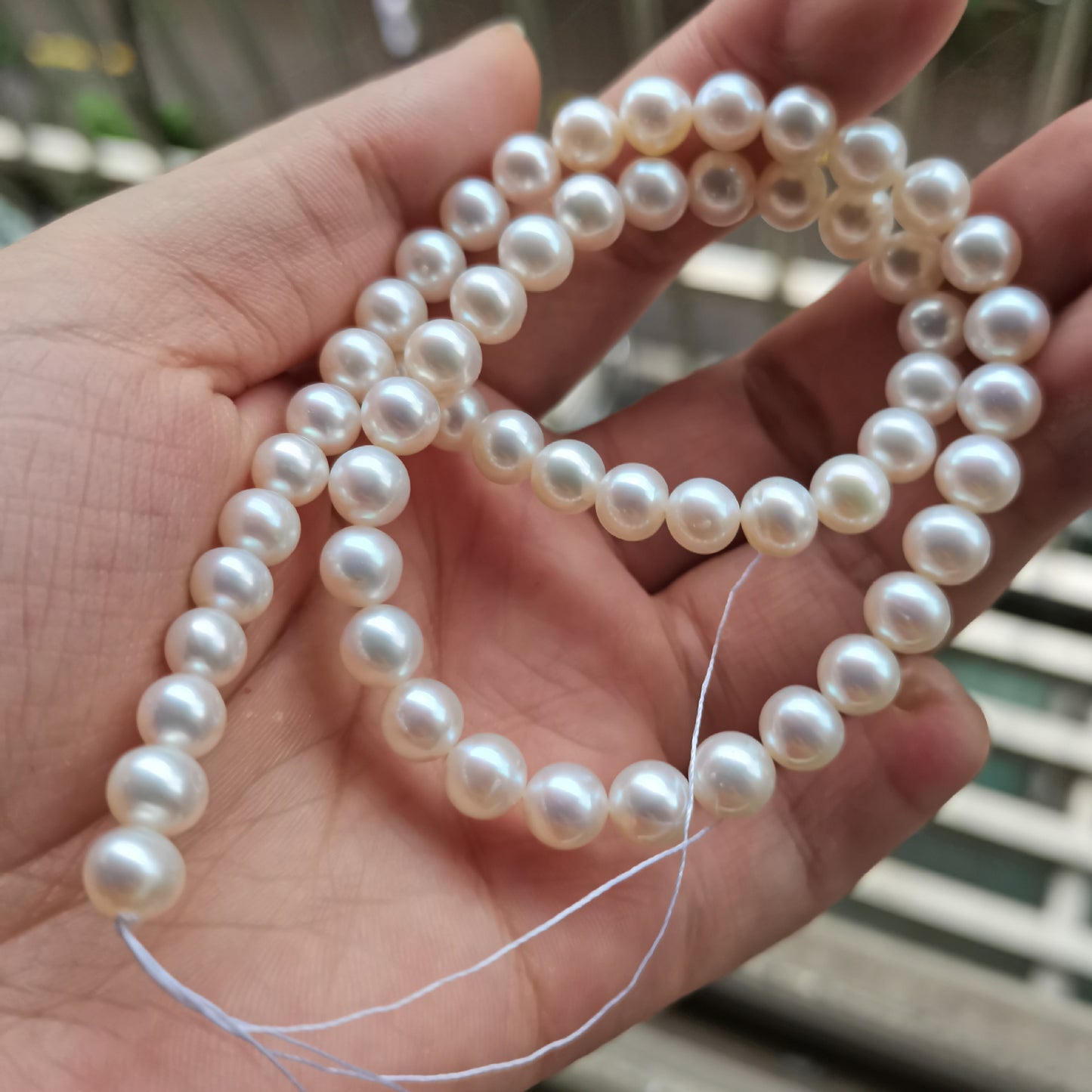 White transparent 7-8mm nearly circular microscopic freshwater pearl necklace DIY handmade accessories beaded material