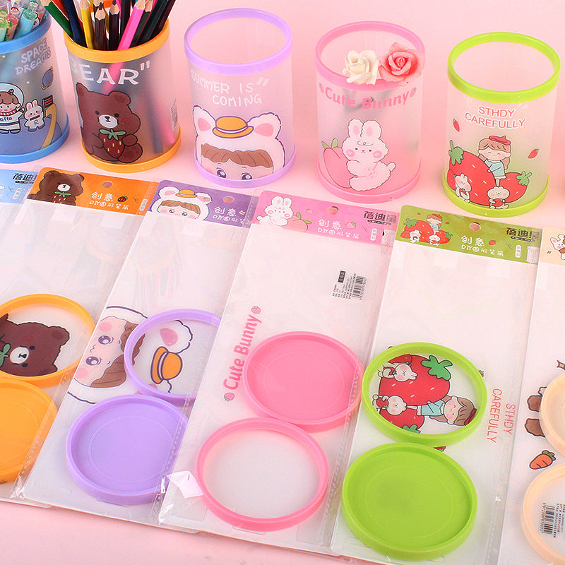 Creative stationery small gifts Cute cartoon pen holders Students start school prize DIY Making desktop storage bucket gift