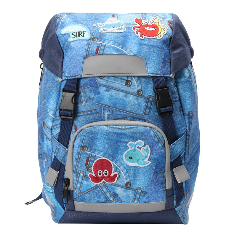 Norwegian primary school student bag men and women cartoon print 6-10 years old, small children's ridge reduction, light backpack bag