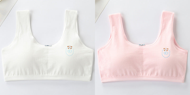 Underwear female primary school development period 8-9-12-16 years old vest cotton girl junior high school student anti-convex point bra