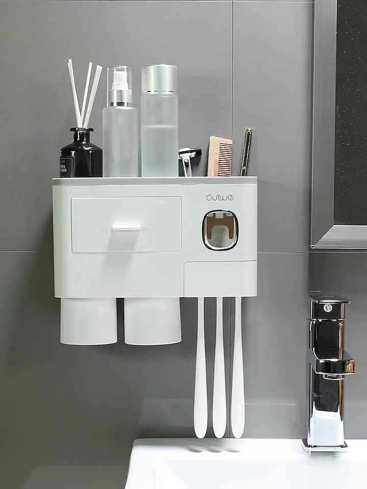 Best-selling toothbrush rack free punching mouthwash cup brushing cup wall-mounted bathroom toothbrush holder tooth cylinder set