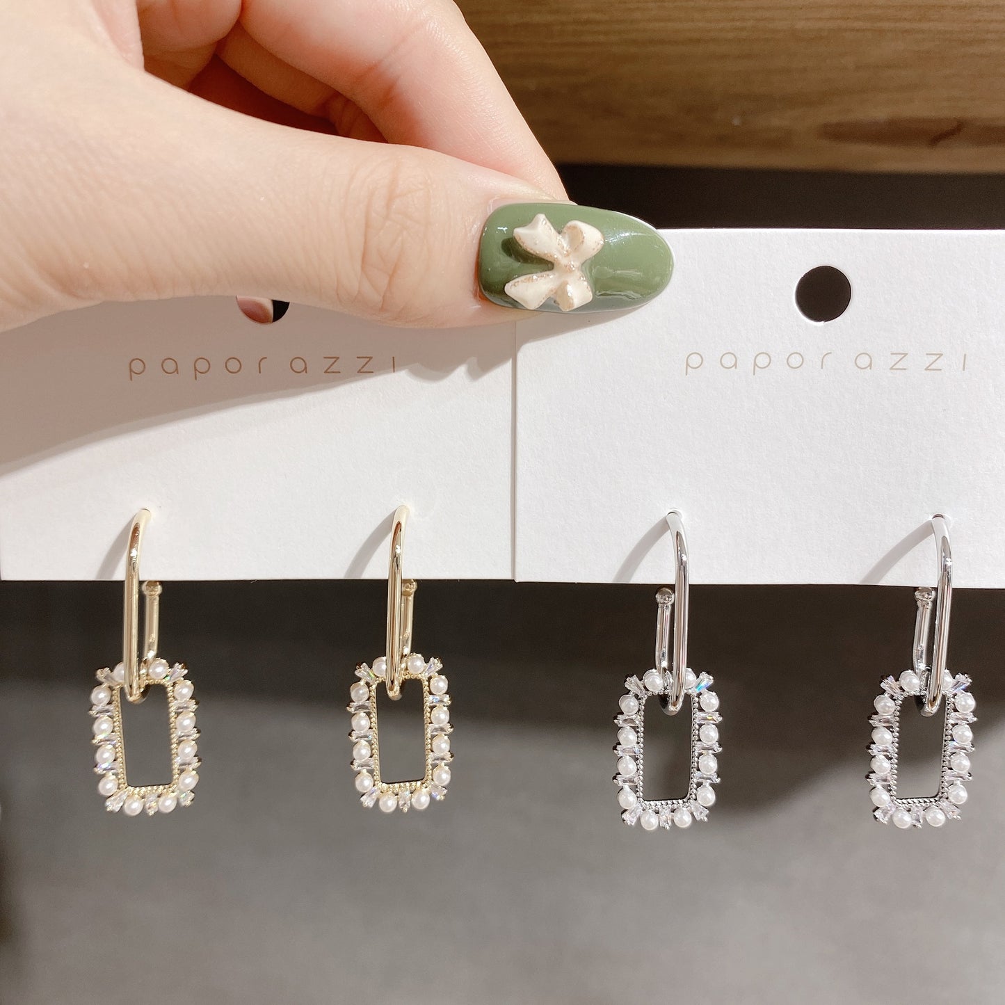 Dongda Gate New Square Zircon Pearl Earrings S925 Silver Needle Korean Coordinated Plating Platinum Square Ear Demo