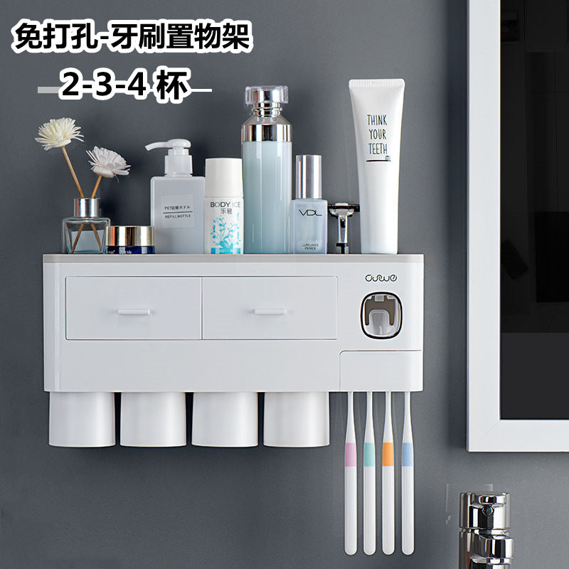 Best-selling toothbrush rack free punching mouthwash cup brushing cup wall-mounted bathroom toothbrush holder tooth cylinder set