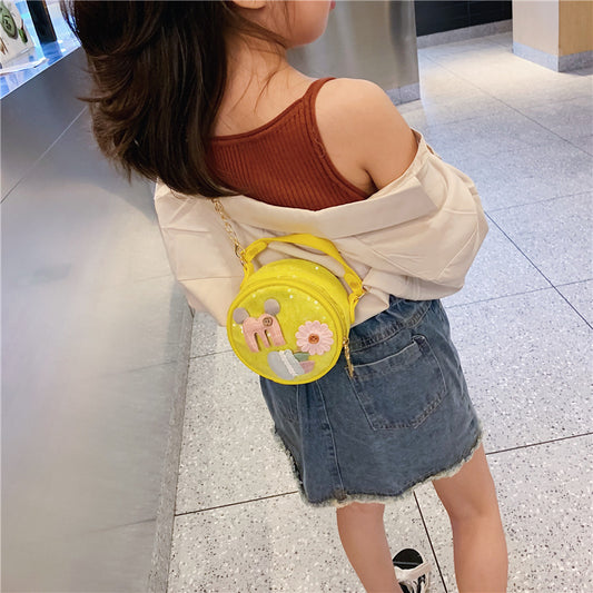 Summer new Korean children's coin wallet round sequins decorative Messenger bag cute mini portable shoulder bag