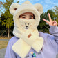 Bear hat scarf one female autumn and winter all-match 0 years cycling cute warm hooded plush scarf hat