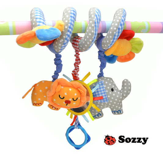 SOZZY baby blue bed winding plush toy music bed wind around 0 year old baby rattle safety mirror toys