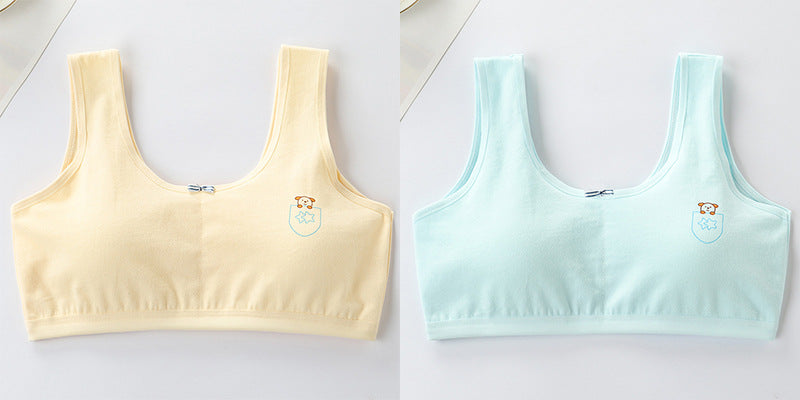 Underwear female primary school development period 8-9-12-16 years old vest cotton girl junior high school student anti-convex point bra