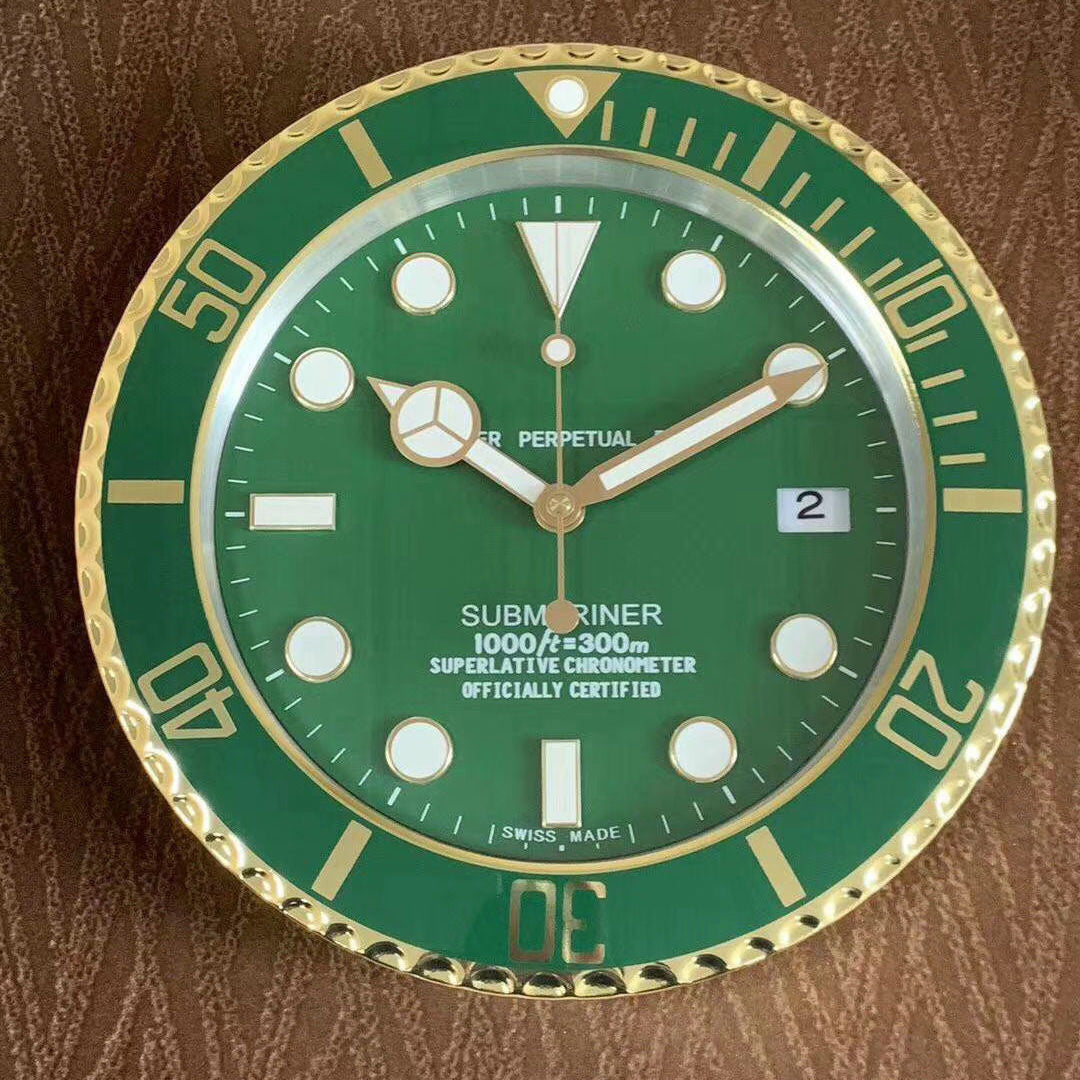 Green water ghost wall clock Daytona watch with the same big clock mute luminous sweep seconds fashion office living room wall clock