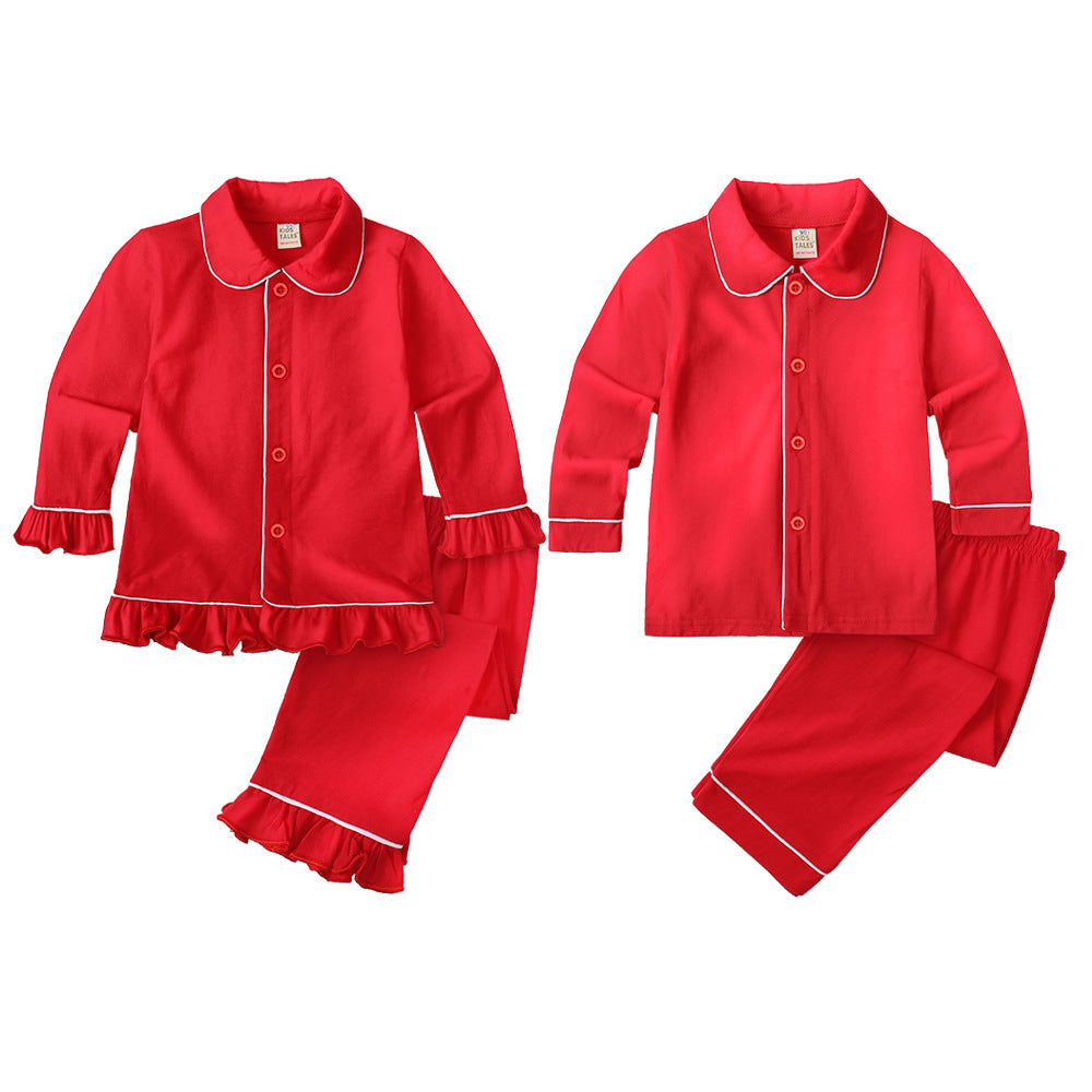 Christmas new children's pajamas spring and autumn boys and girls cotton long-sleeved baby middle-aged children's cardigan can be worn outside