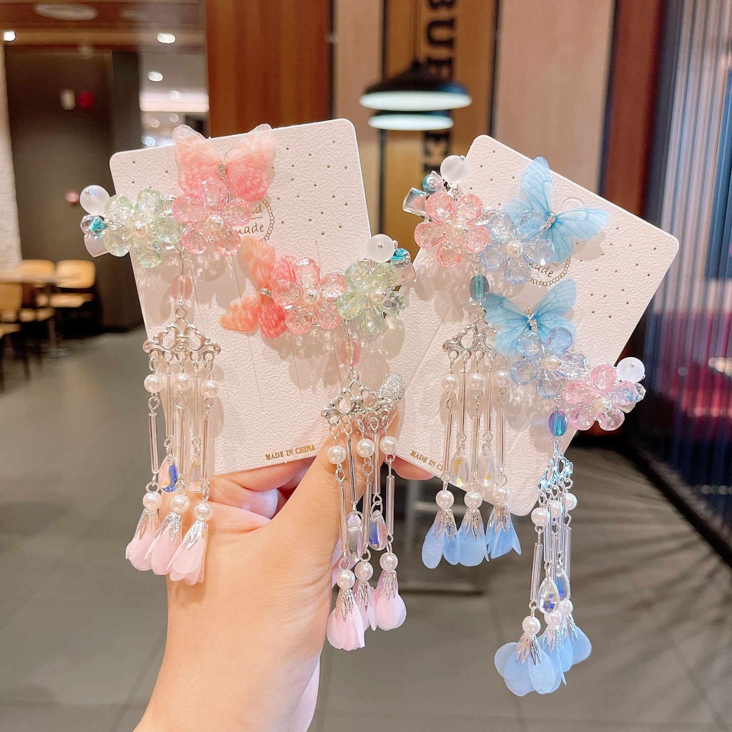 The costume butterfly hair clip network red new Hanfu hair accessories children ancient wind flowers swing swearing