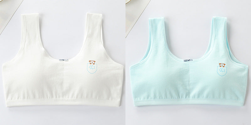 Underwear female primary school development period 8-9-12-16 years old vest cotton girl junior high school student anti-convex point bra