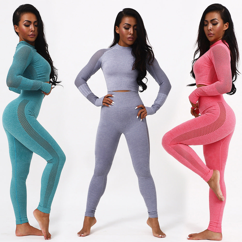 popular new seamless sports long sleeve suit Yoga Pants leisure fitness women