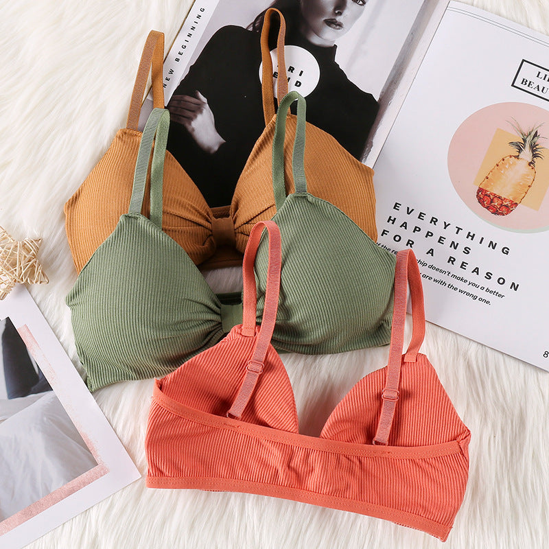 Cross-border candy color adjustable strap triangle cup beautiful back girl gather no steel ring wrapped chest tube chest cup underwear