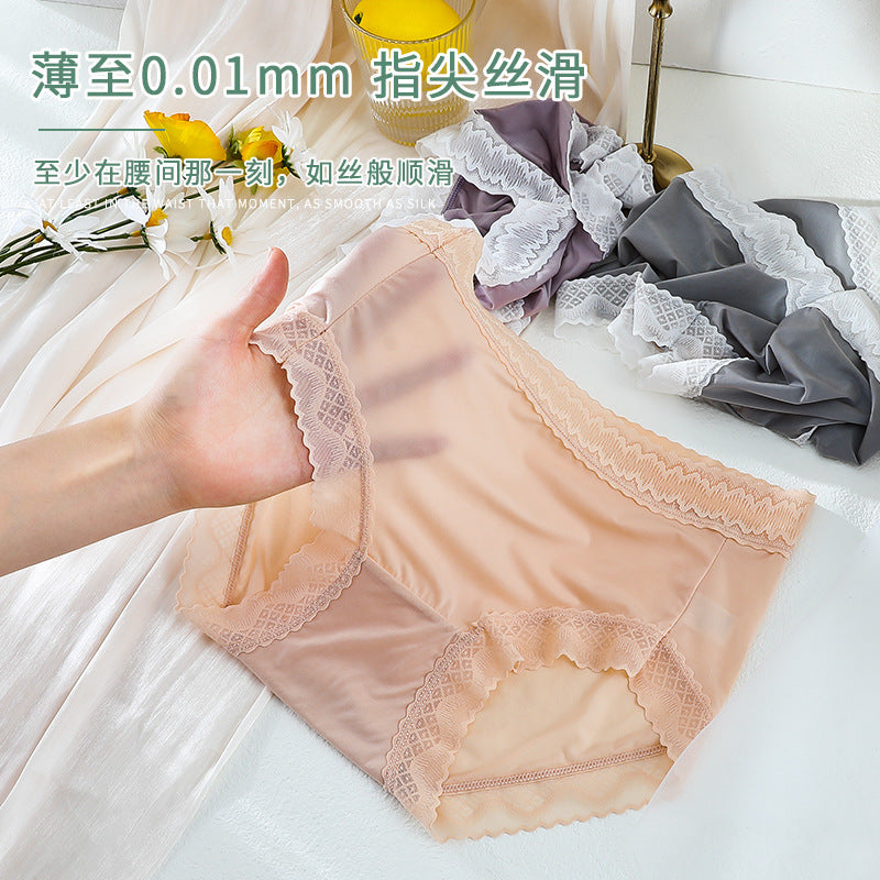 Pure cotton hood underwear Japanese girl light thin soft elastic gauze bottom pants method lace triplet wholesale