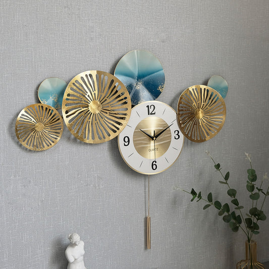 New Chinese porch pendant wrought iron European living room wall decoration wall clock Nordic modern creative swing wall clock