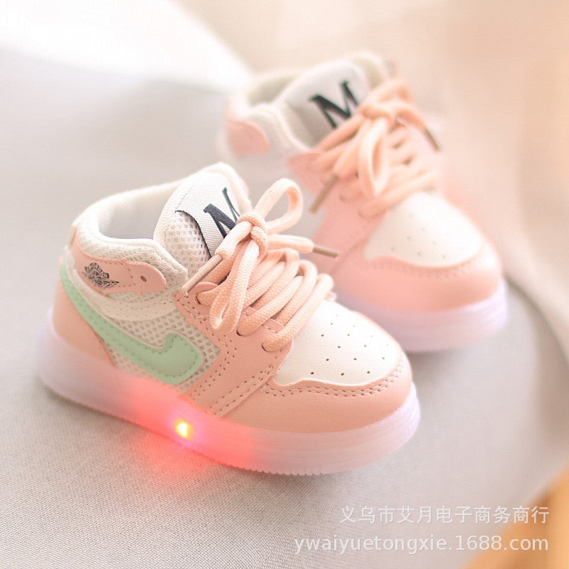 Spring and autumn children's shoes girls net casual shoes boys school sneakers 1-3 years old 2 baby bright shoes