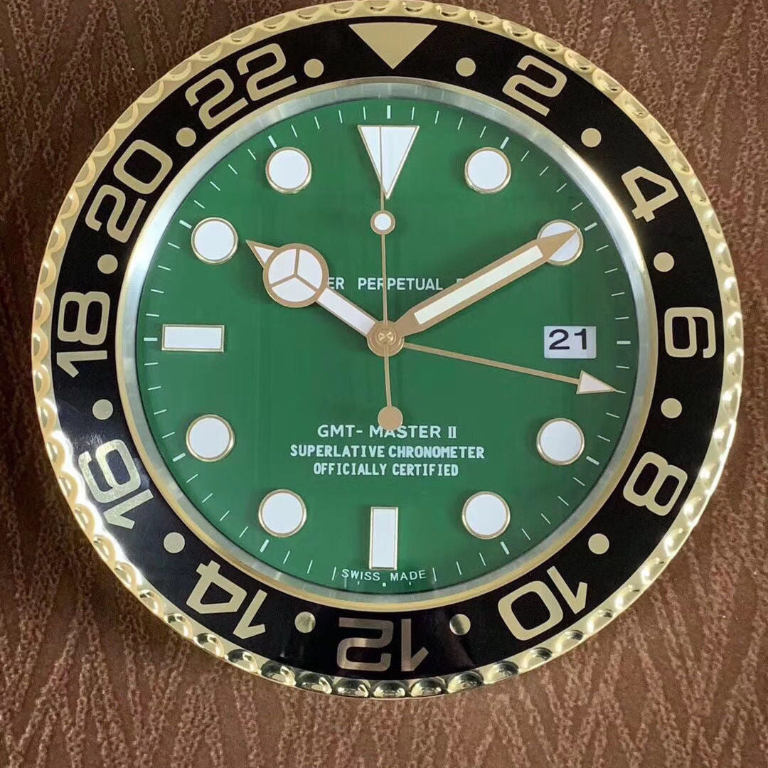 Green water ghost wall clock Daytona watch with the same big clock mute luminous sweep seconds fashion office living room wall clock