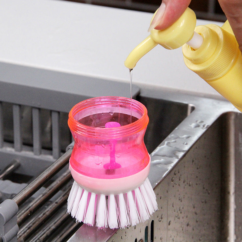 Automatic liquid-adding brush pan brush pressure liquid dishwashing cleaning brush non-stick oil kitchen cleaning pot washing dishwashing brush factory wholesale