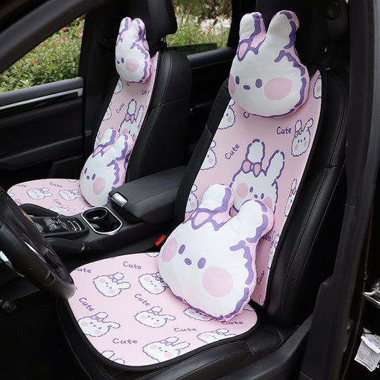 Car seat cute bunny ice silk summer car cool pad breathable anti-skid car single piece cushion wholesale woman