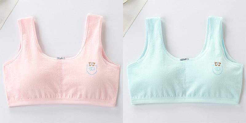 Underwear female primary school development period 8-9-12-16 years old vest cotton girl junior high school student anti-convex point bra