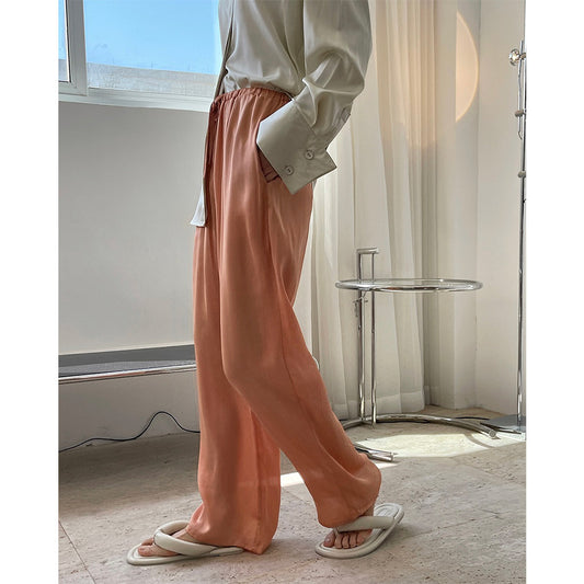 Summer new Korean version of trendy gloss satin lazy pants straight loose thin air sense casual pants female thin