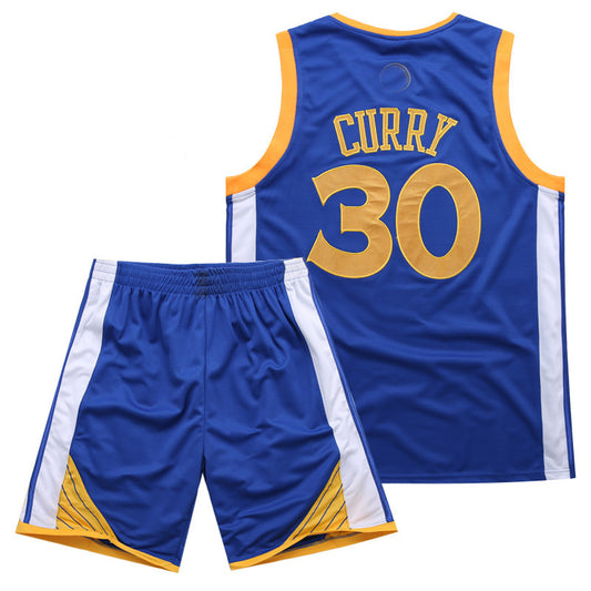 Warriors Curry No. 30 embroidery jersey white blue black vest basketball uniform sports suit male