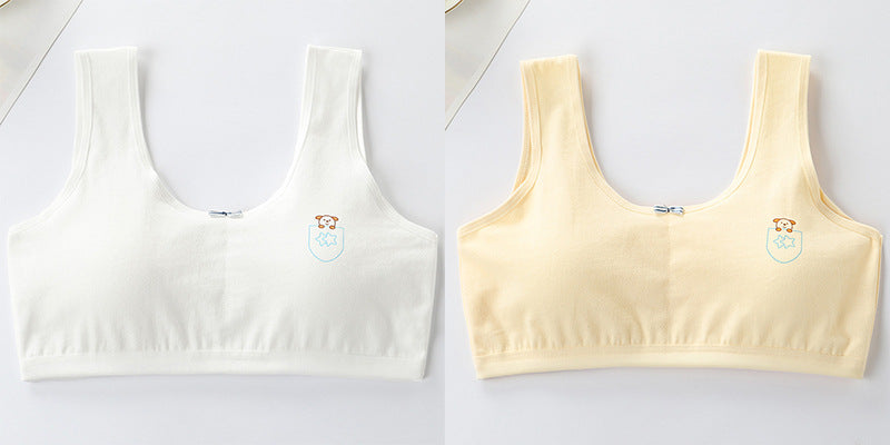 Underwear female primary school development period 8-9-12-16 years old vest cotton girl junior high school student anti-convex point bra