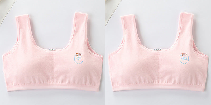 Underwear female primary school development period 8-9-12-16 years old vest cotton girl junior high school student anti-convex point bra