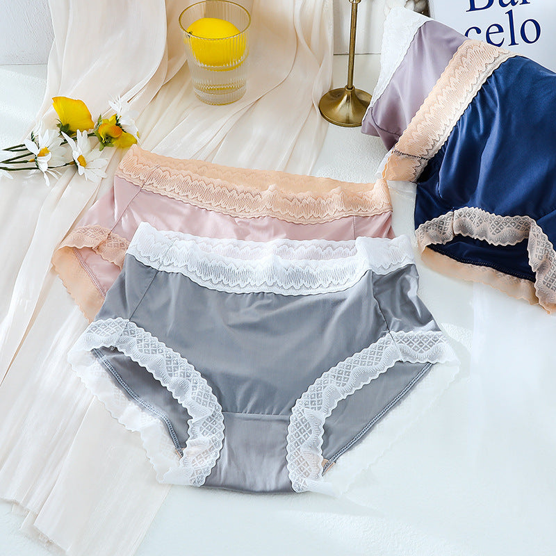 Pure cotton hood underwear Japanese girl light thin soft elastic gauze bottom pants method lace triplet wholesale