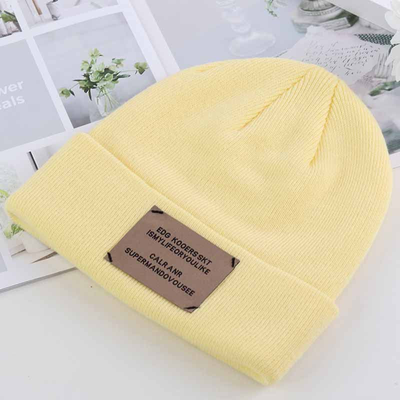 Knitted cap autumn and winter women's hat Korean version of the alphabet stickers wool hat outdoor warm melon hood street cold cap