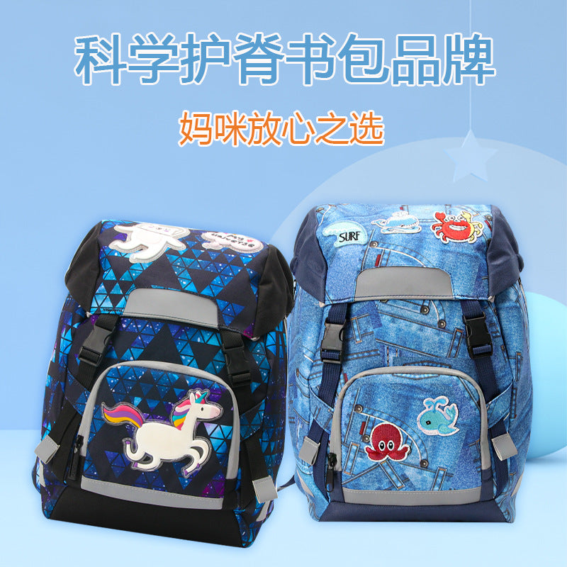 Norwegian primary school student bag men and women cartoon print 6-10 years old, small children's ridge reduction, light backpack bag