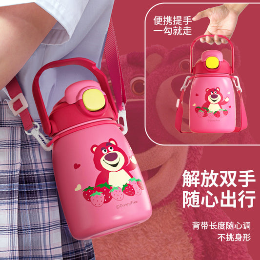 Strawberry Bear Genuine Internet Celebrity Big Belly Cup Double Drink Large Capacity Disney Children's Insulation Cup 316 Sports Water Bottle