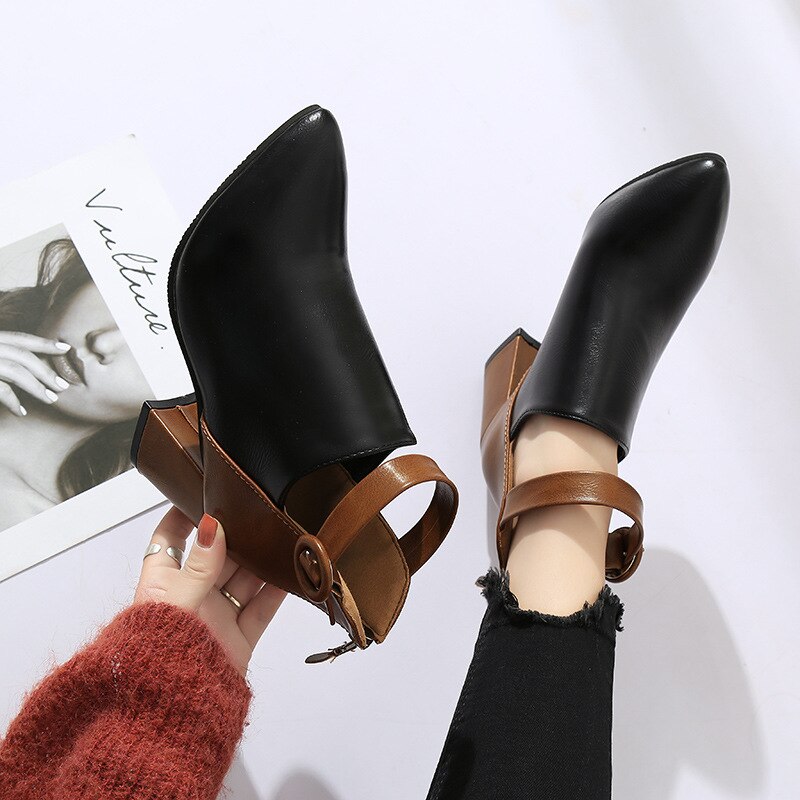 Comemore New 2023 Autumn Winter New High Ankle Booties Woman Ladies Women's Boots Women High Heels Leather Dress Shoes Goth