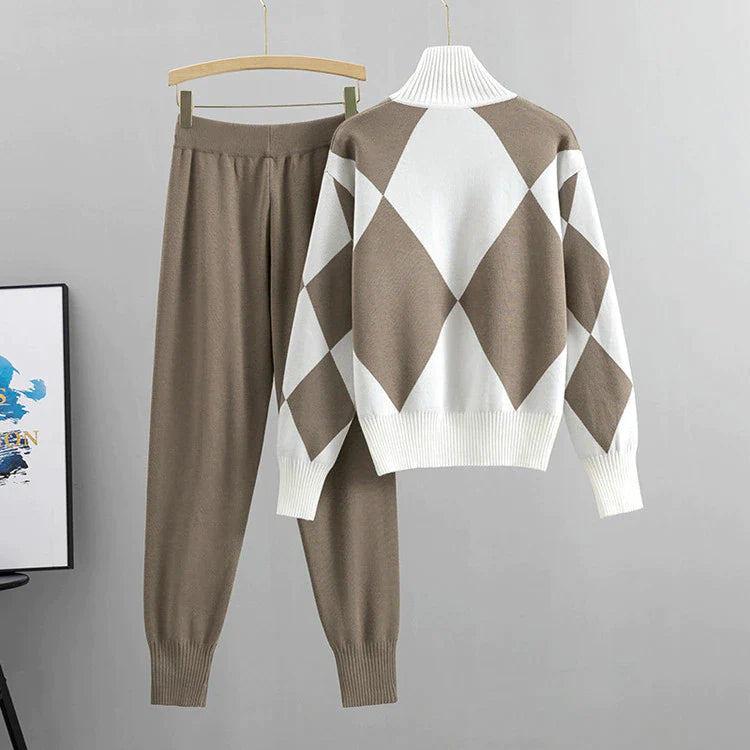 Women's sweater suits thick soft knitted sets pullovers +long Pant Casual 2PCS Track Suits