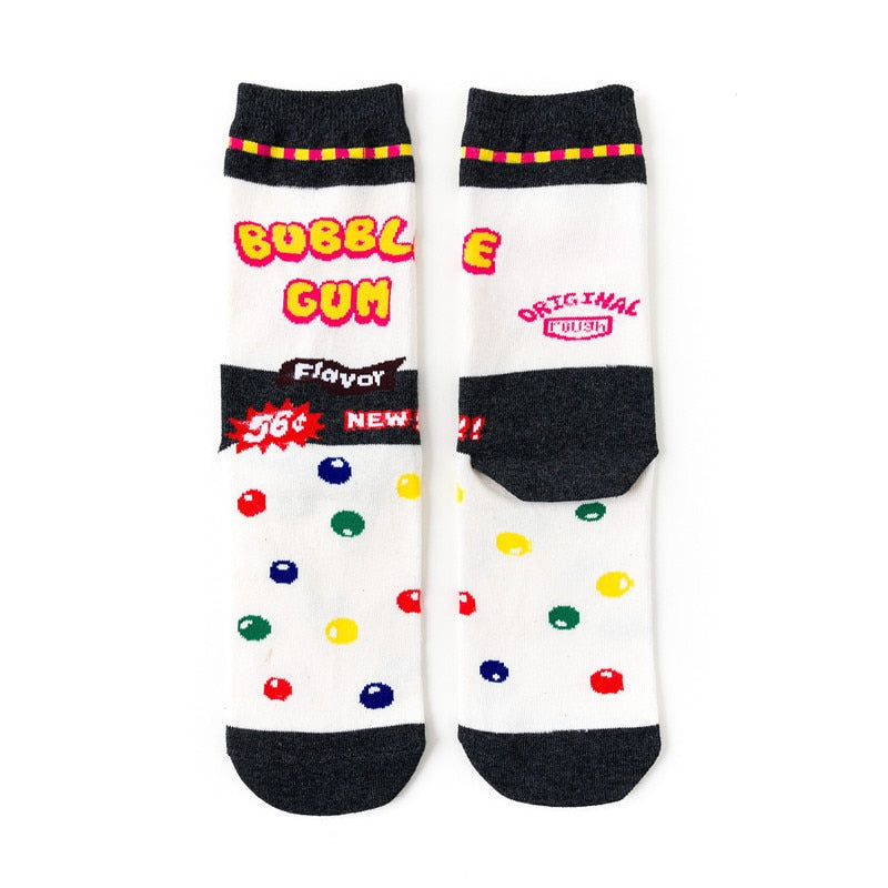 Colorful Women's Socks Woman's Cotton Socks Fruits Banana Avocado Lemon Egg Cookie Donuts Food Happy Color Sox Harajuku Socks