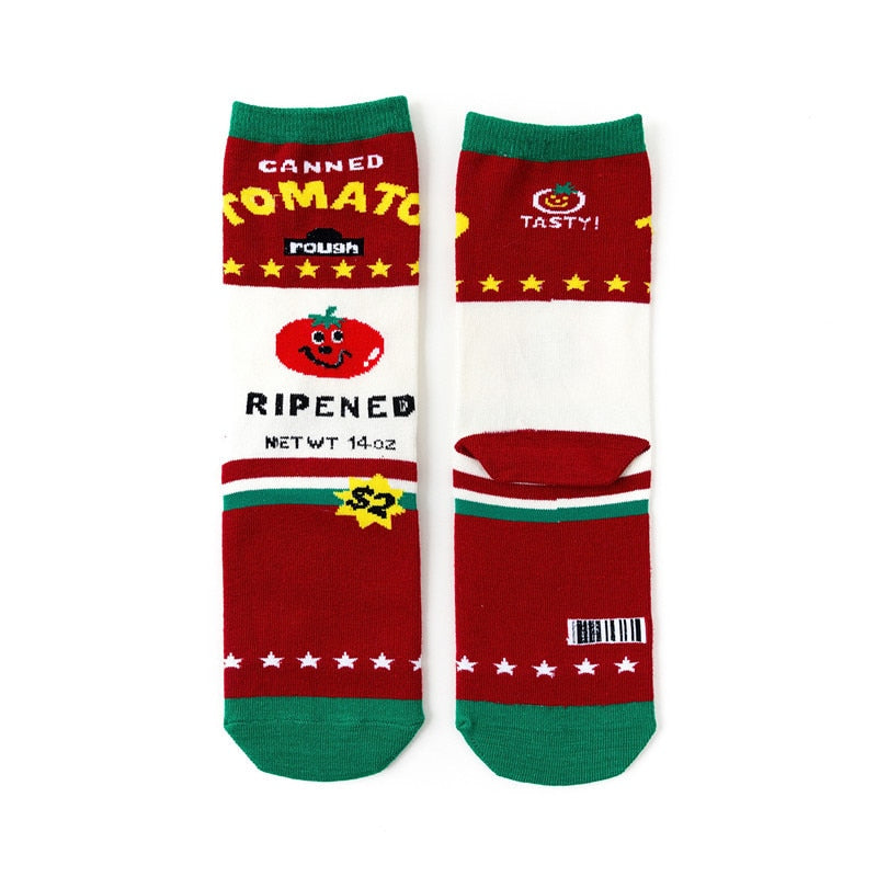 Colorful Women's Socks Woman's Cotton Socks Fruits Banana Avocado Lemon Egg Cookie Donuts Food Happy Color Sox Harajuku Socks