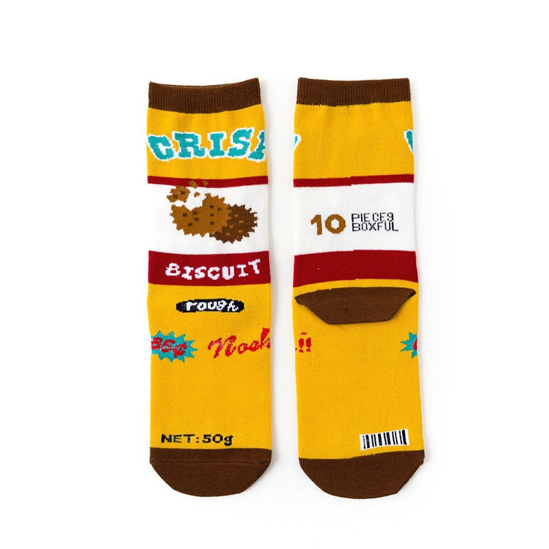 Colorful Women's Socks Woman's Cotton Socks Fruits Banana Avocado Lemon Egg Cookie Donuts Food Happy Color Sox Harajuku Socks