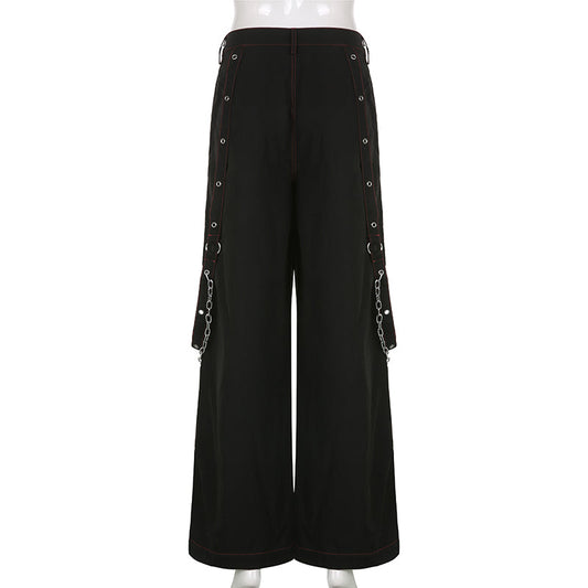 90s Vintage Punk Goth Chain Wide Leg Pants