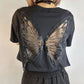 Y2K T-shirt short-sleeved monochrome butterfly cutout top Female clothing harajuku gothic clothes Oversized t-shirt crop size