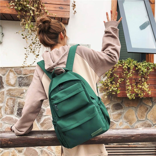 New Korean Large-capacity Outdoor Backpack Boys Girls Solid Color School Bag Female Wear Oxford Cloth Student Backpack