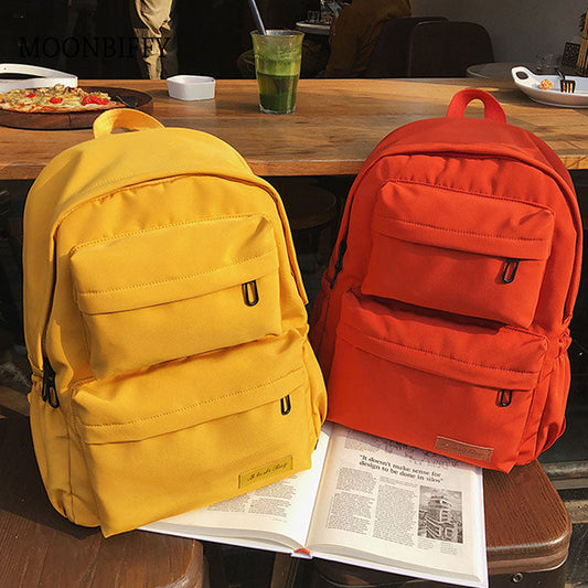 New Korean Large-capacity Outdoor Backpack Boys Girls Solid Color School Bag Female Wear Oxford Cloth Student Backpack