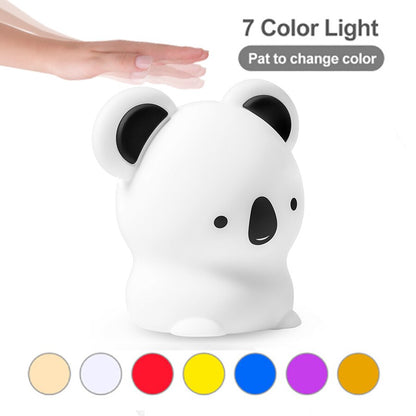 Koala LED Night Light Colorful Silicone Touch Sensor Remote RGB Dimming Bedside Desktop Lamp For Children Kids Baby Toy Gift