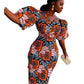 2023 Polyester African Dresses for Women Summer African Women Half Sleeve Printing Knee-length Dress African Print Dresses