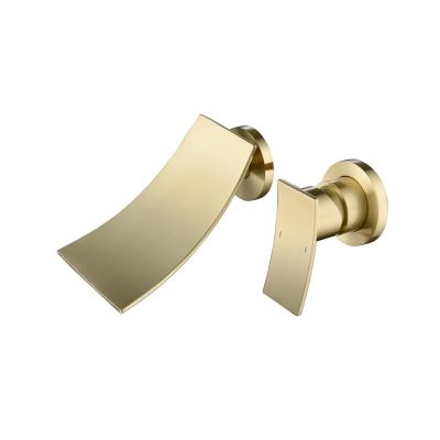 Wall-mounted bathroom faucet (golden)