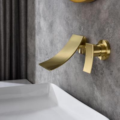 Wall-mounted bathroom faucet (golden)