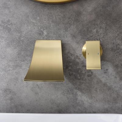 Wall-mounted bathroom faucet (golden)